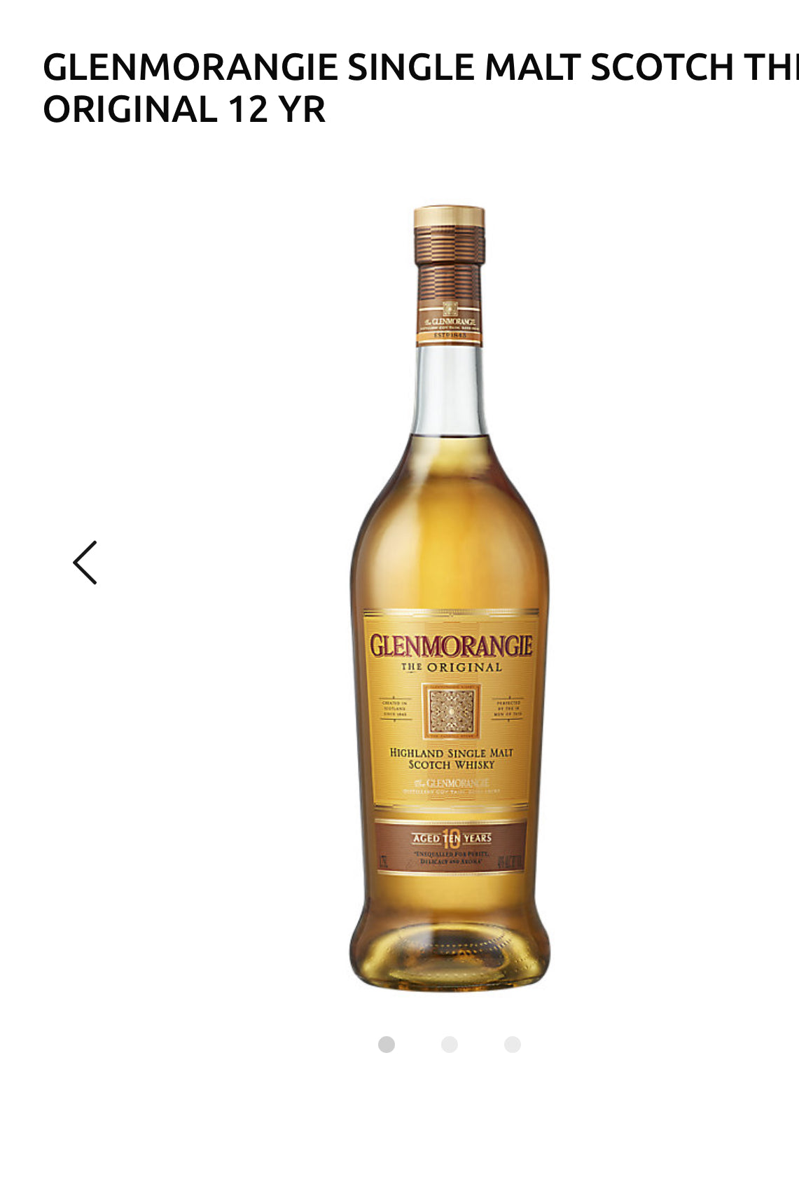 Glenmorangie Single Malt Scotch The Original 12 Yr 1.75 ml