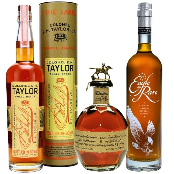 Colonel E.H. Taylor, Jr. Small Batch, Blanton's Single Barrel & Eagle Rare Bourbon Whiskey Bundle