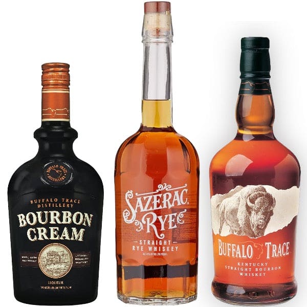 Buffalo Trace Bourbon Whiskey, Bourbon Cream Liqueur and Sazerac Rye 3pk Bundle