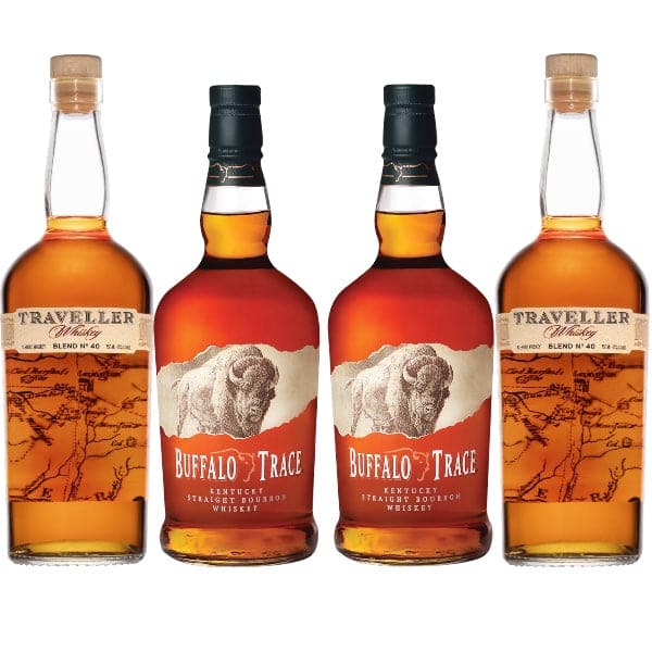 Traveller Blend No. 40 and Buffalo Trace 4pk Whiskey Bundle