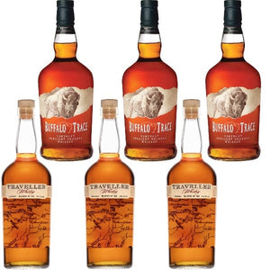 Buffalo Trace Kentucky Straight Bourbon and Traveller Blend No. 40 Whiskey 6 Bottles Bundle