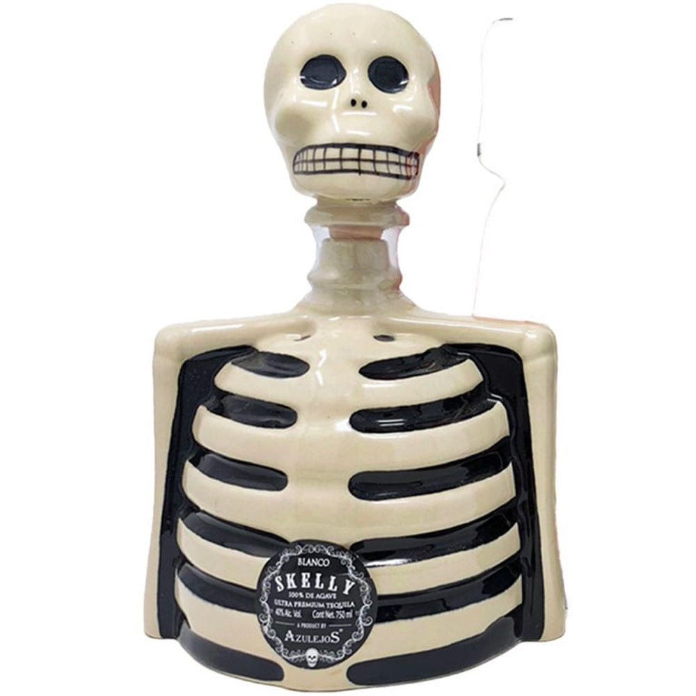 Los Azulejos Skelly Blanco Ceramic Bottle Tequila